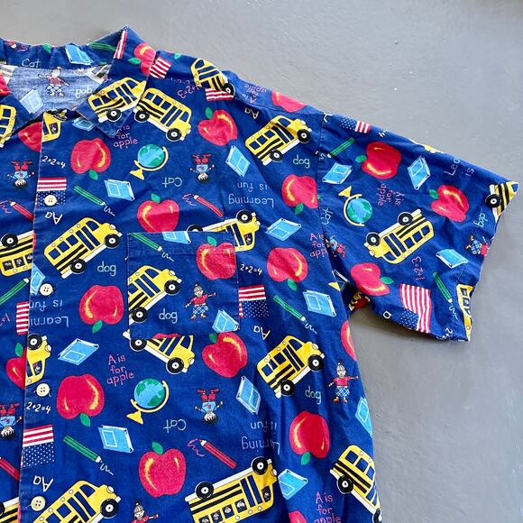 Vintage Handmade School Teacher Button Down Short Sleeve Top 4X - Picture 2 of 9